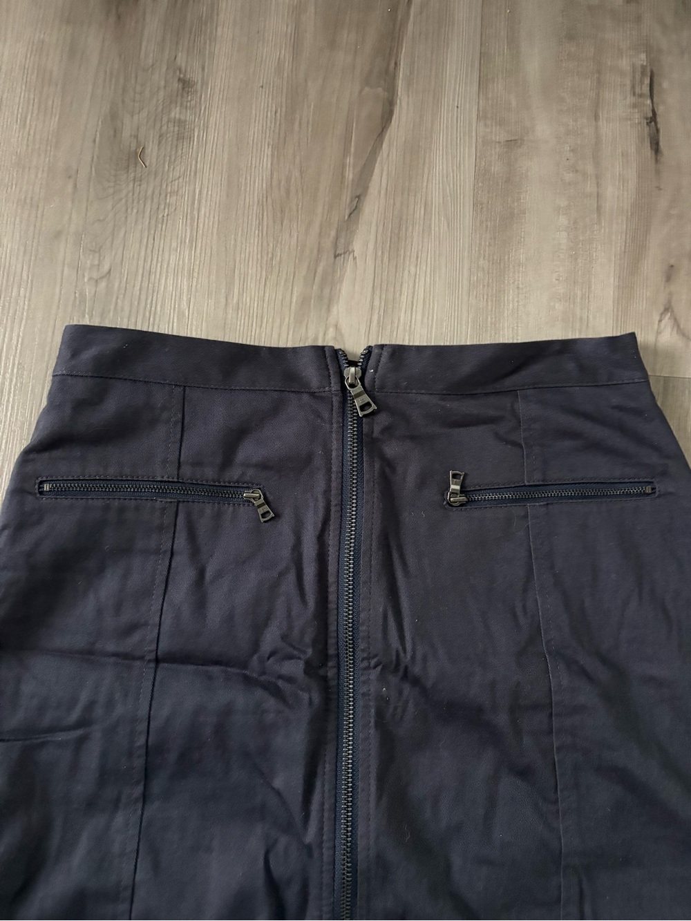BCBGMaxAzria Navy Front-Zip Mini Skirt - Picture 2 of 4